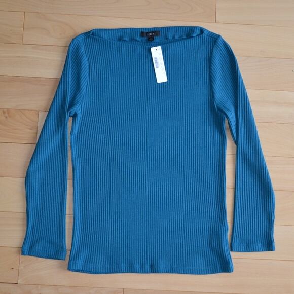 NWT J Crew Long Sleeve Scoop Neck Ribbed Tee Size Small - Picture 1 of 5